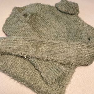 Forever 21 Green Fuzzy Winter Mini Dress